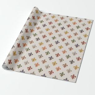 Earth Woodlands Fleur-de-lis Design Light Wrapping Paper