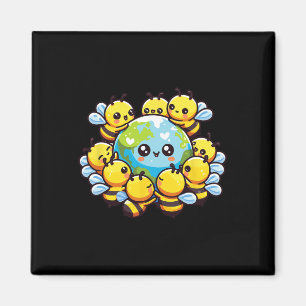 Earth World Globe Bee Kawaii Bees Magnet