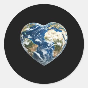 Earth World Heart - Happy Earth Day - Save The Pla Classic Round Sticker