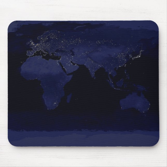 Earth World Map City Lights at Night Satellite Mouse Mat (Front)