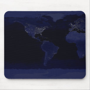 Earth World Map City Lights at Night Satellite Mouse Mat