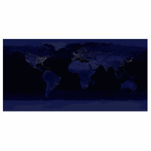 Earth World Map City Lights at Night Satellite Photo Sculpture Magnet