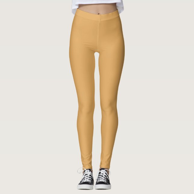 Earth Yellow Colour Solid Plain Leggings (Front)