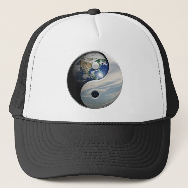 Earth Yin and Yang Symbol Trucker Hat (Front)