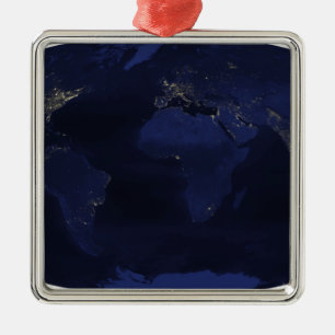 Earth�s human-generated nighttime lights Metal Tree Decoration