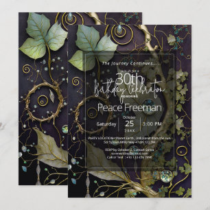 Earthborn Botanical Gemstone Abstract Invitation