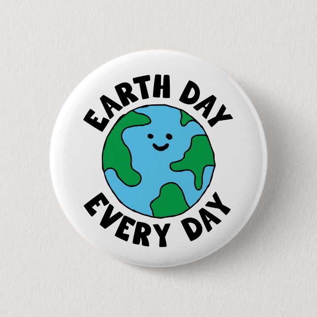 EarthDay Everyday Ecofriendly Icon Happy Earth Cli 6 Cm Round Badge (Front)