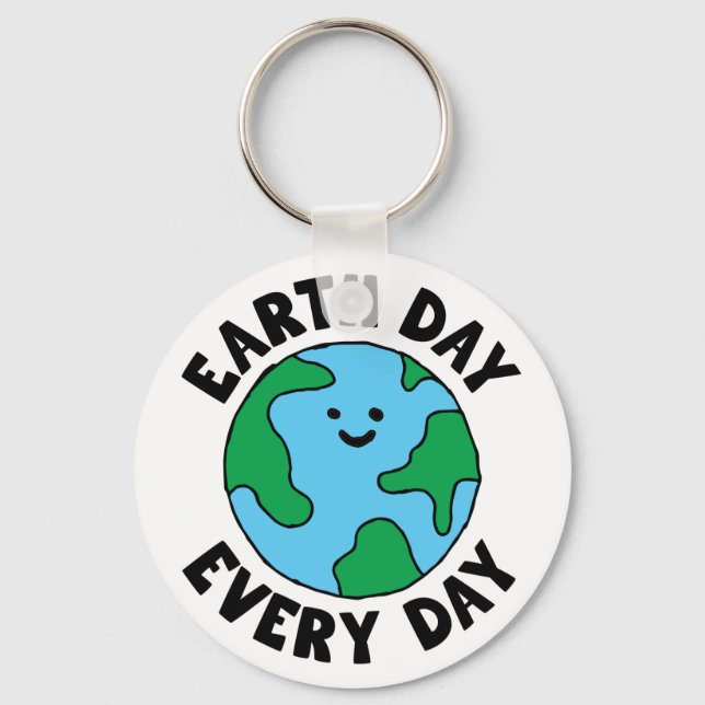 EarthDay Everyday Ecofriendly Icon Happy Earth Cli Key Ring (Front)
