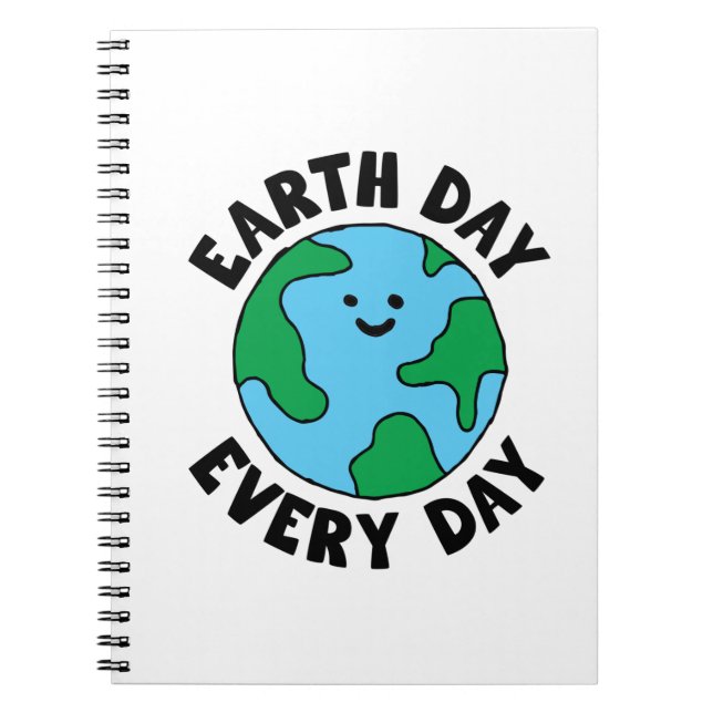 EarthDay Everyday Ecofriendly Icon Happy Earth Cli Notebook (Front)