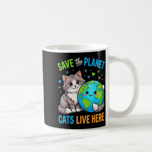 Earthday women men save the planet cat live here coffee mug