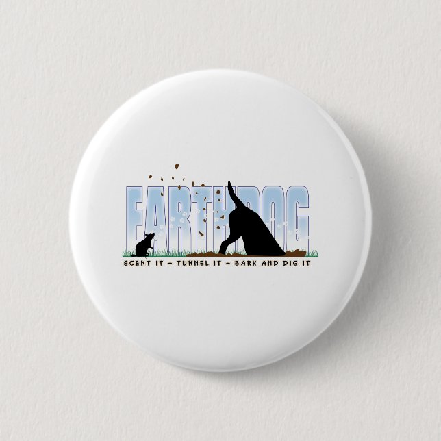 Earthdog colour design 6 cm round badge (Front)