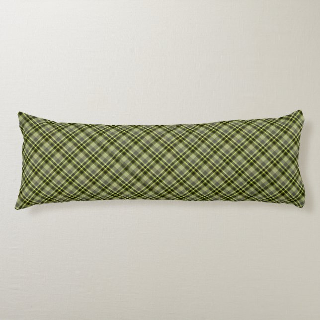 Earthen Green Plaid Polyester Body Pillow 20 x 54" (Front)