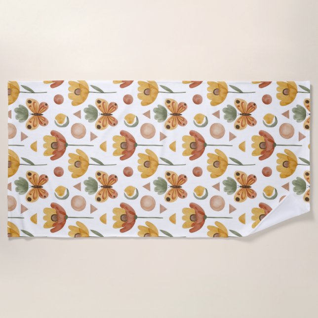 Earthen Petals & Wings Beach Towel (Front)
