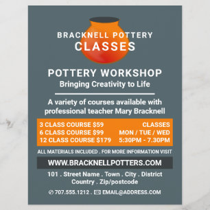 Earthen Pot Design, Pottery Classes, Potters Flyer