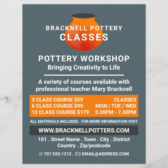 Earthen Pot Design, Pottery Classes, Potters Flyer (Front)