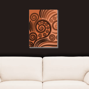 Earthen Sandy-Orange Fern Frond Curls  Poster