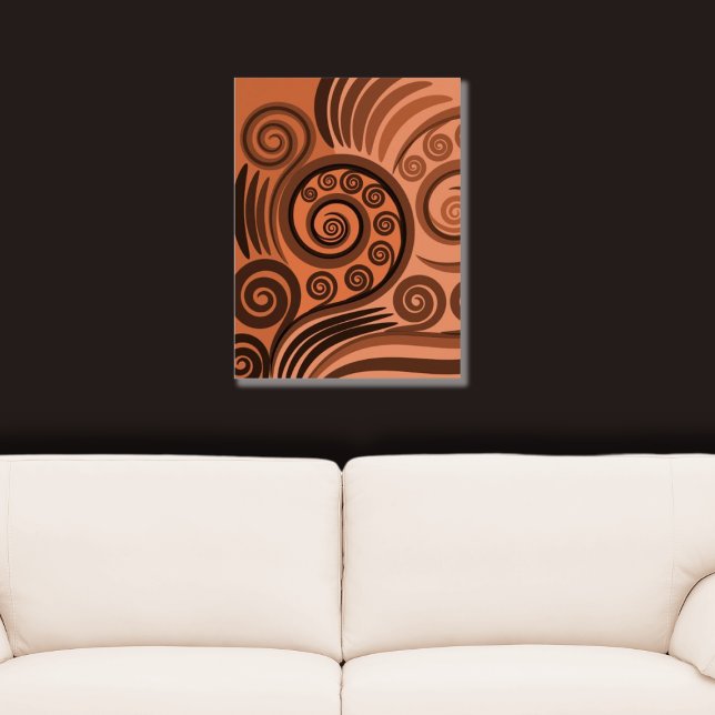 Earthen Sandy-Orange Fern Frond Curls  Poster (Orange Unfurling Fern Frond Poster)