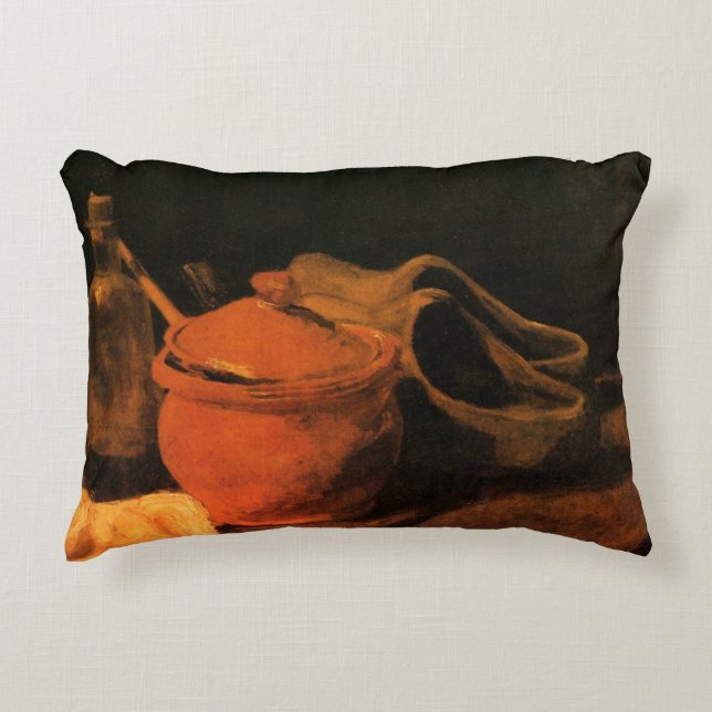 Earthenware, Bottle and Clogs by Vincent van Gogh Decorative Cushion (Front)