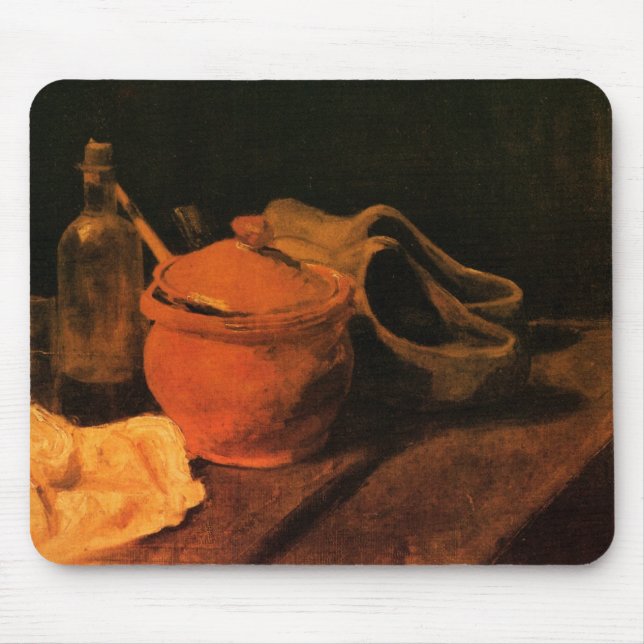 Earthenware, Bottle and Clogs by Vincent van Gogh Mouse Mat (Front)