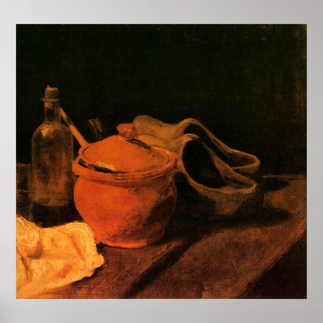 Earthenware, Bottle and Clogs by Vincent van Gogh Poster (Front)
