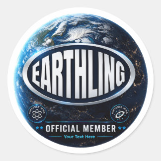 Earthling Official Member Badge Design Classic Round Sticker