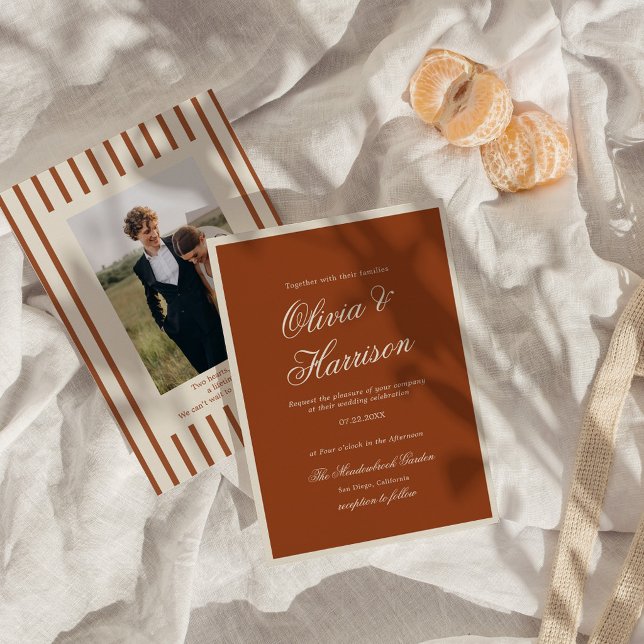 Earthly Chic Terracotta Wedding Invitation (Creator Uploaded)