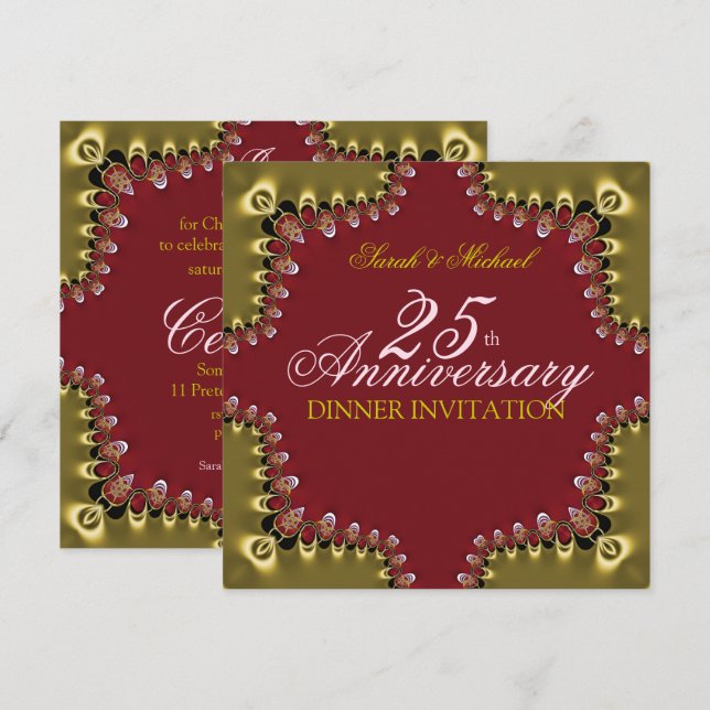 Earthly Love 25th Anniversary Dinner Invitations (Front/Back)