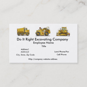 Earthmover Scraper Business Cards
