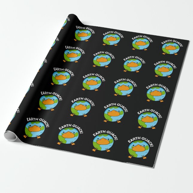 Earthquack Funny Earthquake Pun Dark BG Wrapping Paper (Unrolled)