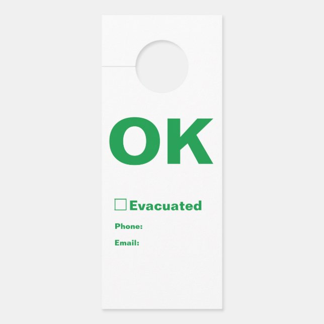 Earthquake Safety Need Help I'm Okay Door Hanger (Front)