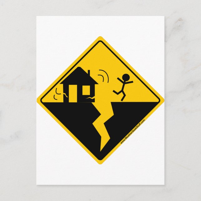 Earthquake Warning Merchandise and Clothing Postcard (Front)