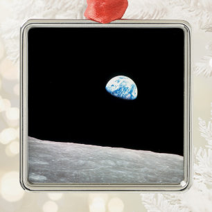 Earthrise from Moon Space Photo Metal Tree Decoration