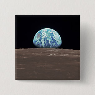 Earthrise from the Moon 15 Cm Square Badge