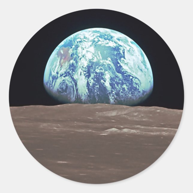 Earthrise from the Moon Classic Round Sticker (Front)
