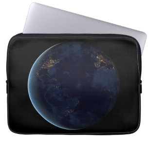 Earth's City Lights At Night Laptop Sleeve