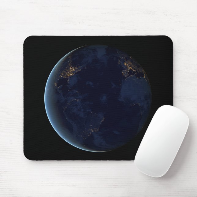 Earth's City Lights At Night Mouse Mat (With Mouse)