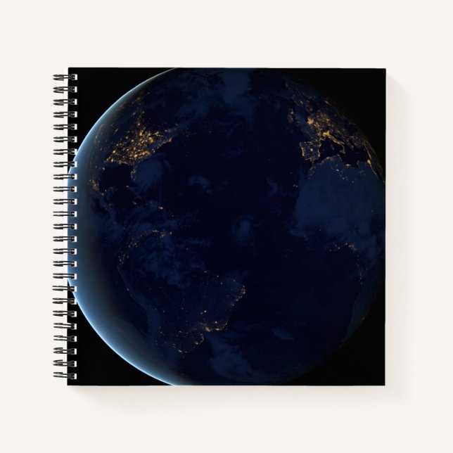 Earth's City Lights At Night Notebook (Front)