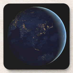 Earth's City Lights At Night On Asia And Australia Coaster