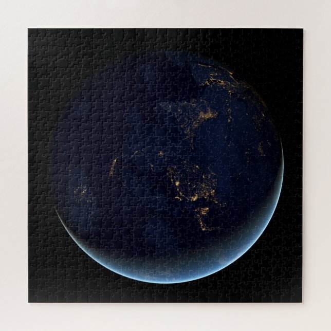 Earth's City Lights At Night On Asia And Australia Jigsaw Puzzle (Horizontal)