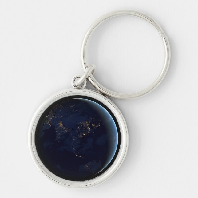 Earth's City Lights At Night On Asia And Australia Key Ring (Front)