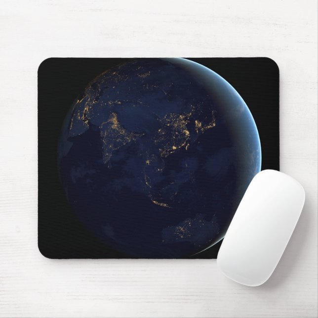 Earth's City Lights At Night On Asia And Australia Mouse Mat (With Mouse)