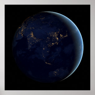 Earth's City Lights At Night On Asia And Australia Poster