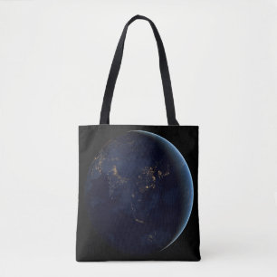 Earth's City Lights At Night On Asia And Australia Tote Bag