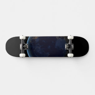 Earth's City Lights At Night Skateboard