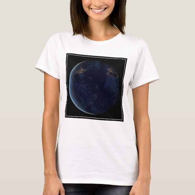 Earth's City Lights At Night T-Shirt (Front)