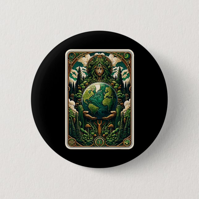 Earth's Guardian Enchanting Nature Art Tarot Card  6 Cm Round Badge (Front)