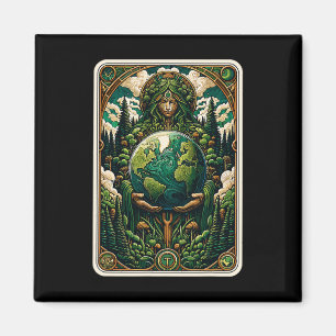 Earth's Guardian Enchanting Nature Art Tarot Card Magnet