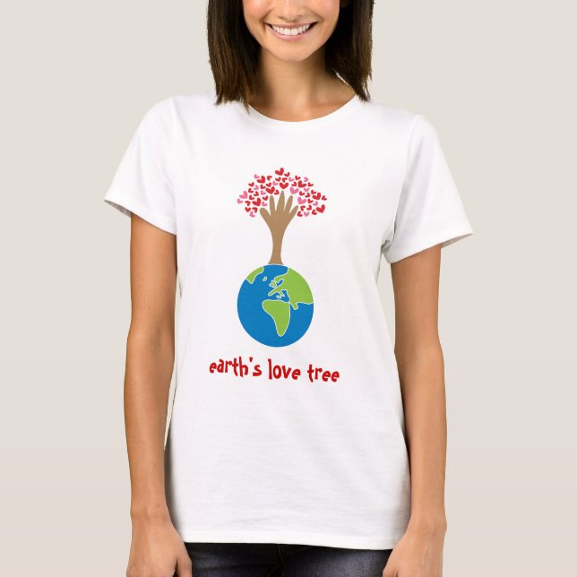 Earth's Hand and Love Tree Fun Custom Gift T-shirt (Front)
