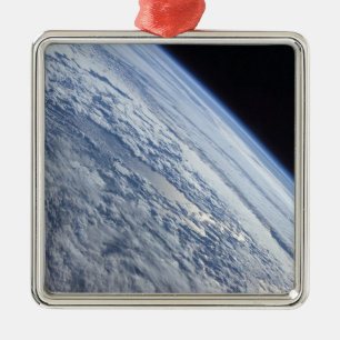 Earth's horizon against the blackness of space metal tree decoration