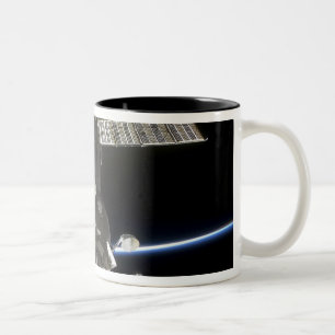 Earth's limb intersects a Soyuz spacecraft Two-Tone Coffee Mug